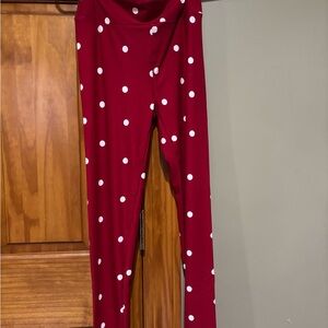 Women’s OS LuLaRoe Red and White Polka Dot Leggings